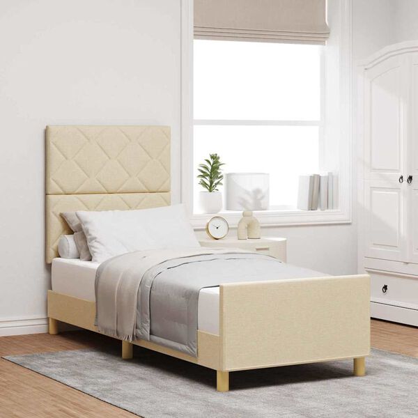 vidaXL Bettgestell mit Kopfteil Creme 80 x 200 cm Stoff
