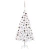 vidaXL K&uuml;nstlicher Weihnachtsbaum mit Beleuchtung & Kugeln Wei&szlig; 150 cm