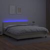 vidaXL Boxspringbett mit Matratze & LED Creme 180x200 cm Kunstleder