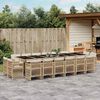 vidaXL 17-tlg. Garten-Essgruppe mit Kissen Beige Poly Rattan