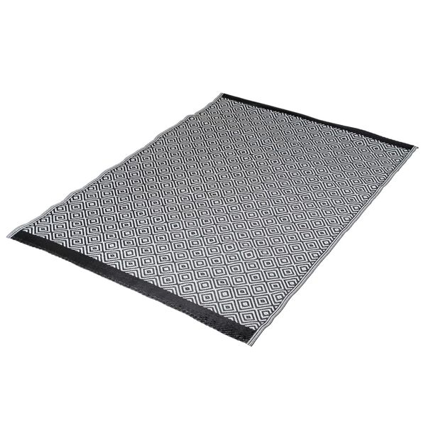 Bo-Camp Au&szlig;enteppich Chill mat Beach 1,8&times;1,2 m Schwarz und Wei&szlig;