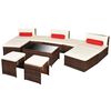 vidaXL 10-tlg. Garten-Lounge-Set mit Auflagen Poly Rattan Braun