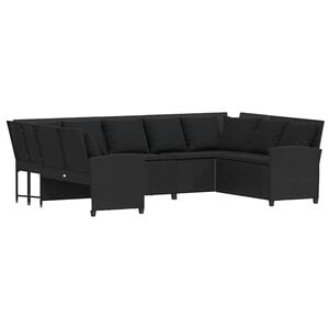 vidaXL Gartensofa mit Kissen Schwarz Poly Rattan