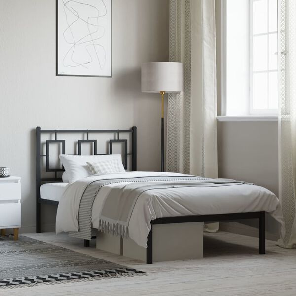 vidaXL Bettgestell mit Kopfteil Metall Schwarz 90x190 cm