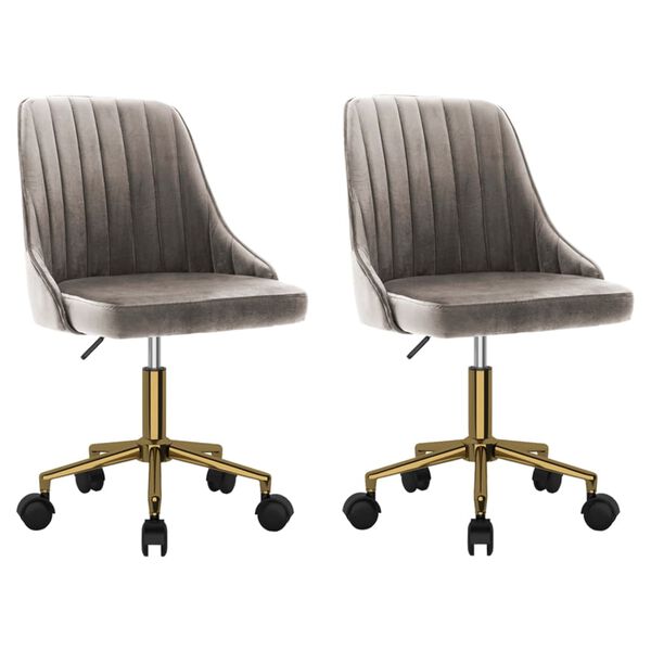 vidaXL Esszimmerst&uuml;hle 2 Stk. Drehbar Hellgrau Samt