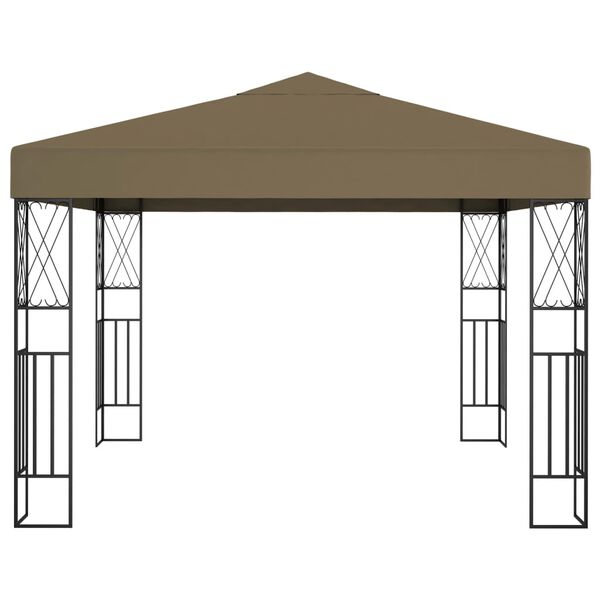 vidaXL Pavillon mit LED-Lichterkette 3x3 m Taupe Stoff