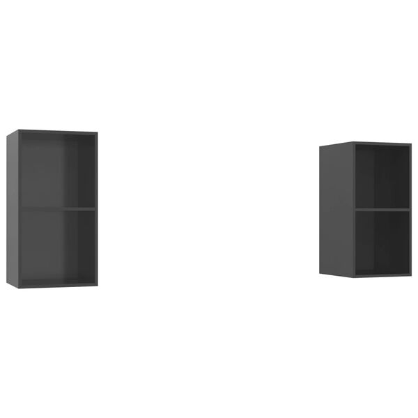 vidaXL TV-Wandschränke 2 Stk. Hochglanz-Grau Holzwerkstoff