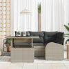 vidaXL Garten-Sofa-Set mit Kissen 5 pcs Hellgrau Poly Rattan