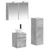 vidaXL Badezimmerm&ouml;bel-Set 4 stk. Betongrau Ingenieurholz und Glas