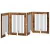 vidaXL Klappbares Hundetor mit St&auml;ndern 4 pcs Altholz 321 cm