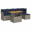vidaXL 6-tlg. Garten-Sofagarnitur mit Kissen Grau Poly Rattan