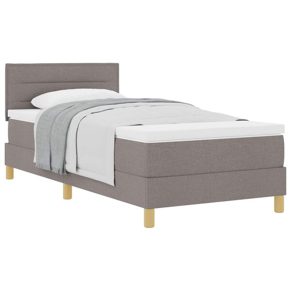 vidaXL Boxspringbett mit Matratze Taupe 100 x 200 cm Stoff