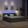 vidaXL Bett mit LED-Lichtleisten Dunkelgrau 200 x 200 cm Stoff