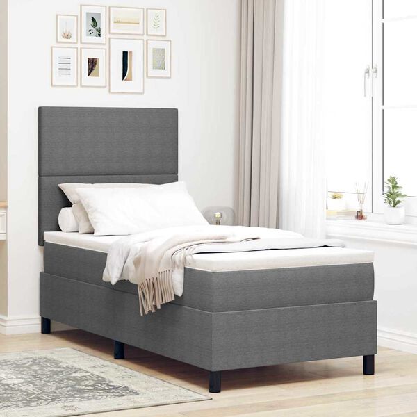 vidaXL Boxspringbett Hellgrau und Weiß 193 x 90 x 128 cm Cordstoff