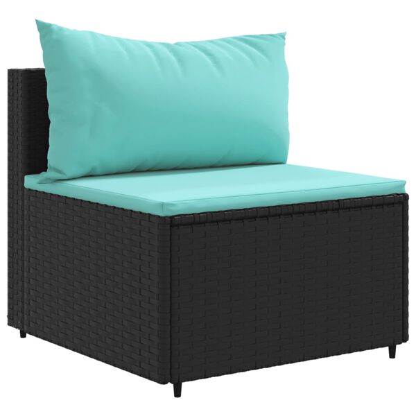 vidaXL 5-tlg. Garten-Lounge-Set mit Kissen Schwarz Poly Rattan