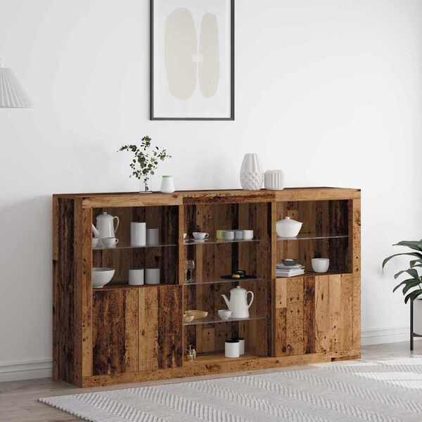 vidaXL LED-Sideboard Altholz 181,5 x 37 x 100 cm Holzwerkstoff