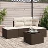 vidaXL 5-tlg. Garten-Sofagarnitur mit Kissen Braun Poly Rattan