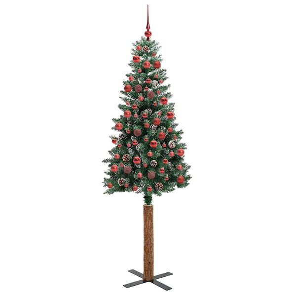 vidaXL Schlanker Weihnachtsbaum mit 300 LEDs mit St&auml;nder Gr&uuml;n 180 cm