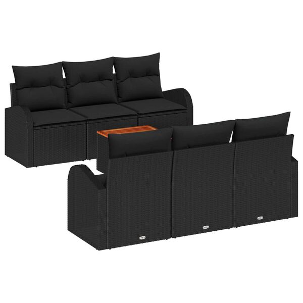vidaXL Gartensofa-set mit Kissen 7 pcs Schwarz Poly-Rattan
