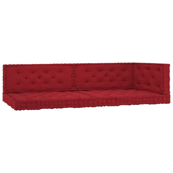 vidaXL Palettenkissen 5-tlg. Burgunderrot Baumwolle