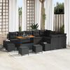 vidaXL Gartensofa-set mit Kissen 13 pcs Schwarz Poly Rattan