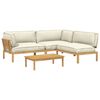 vidaXL Sofa Set mit Kissen Uni 4 pcs Creme Massivholz Akazie