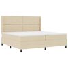 vidaXL LED Boxspringbett mit Kopfteil Creme 200 x 200 cm Stoff