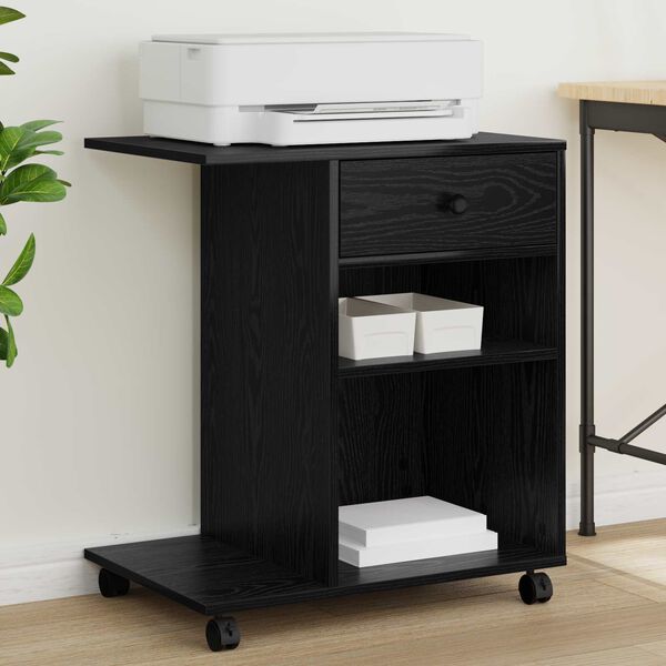 vidaXL Druckerst&auml;nder Uni Schwarz Eichen-Optik 60 x 40 x 68.5 cm