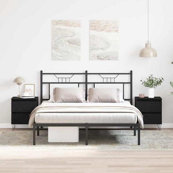 vidaXL Nachttisch 2 pcs Schwarze Eiche 40 x 35 x 50 cm Holzwerkstoff