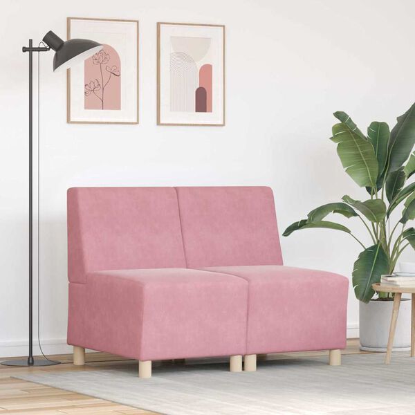 vidaXL Modulares Armfreies Sofa 2 pcs Rosa 55 x 74 x 82 cm Samt