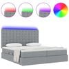vidaXL Bett mit LED-Lichtleisten Hellgrau 180 x 200 cm Stoff