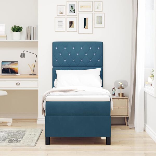 vidaXL Boxspringbett mit Matratze Dunkelblau 80 x 200 cm Stoff