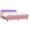 vidaXL Boxspringbett mit Matratze & LED Rosa 180x220 cm Samt