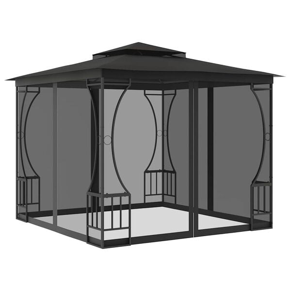 vidaXL Pavillon mit Netz 300x300x265 cm Anthrazit
