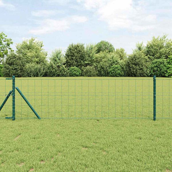 vidaXL Zaun mit Pfosten Gr&uuml;n 0,6 x 10 m Stahl und PVC