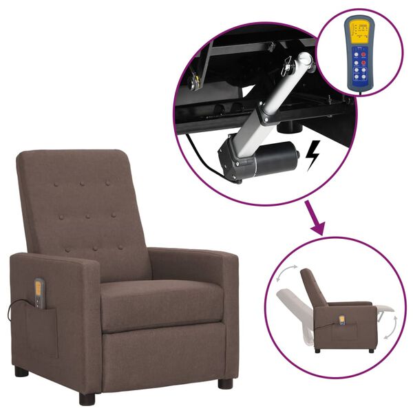 vidaXL Massagesessel mit Aufstehhilfe Taupe Stoff
