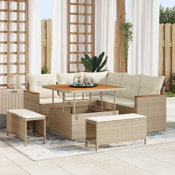 vidaXL Gartensofa-set 8 pcs Beige Poly-Rattan