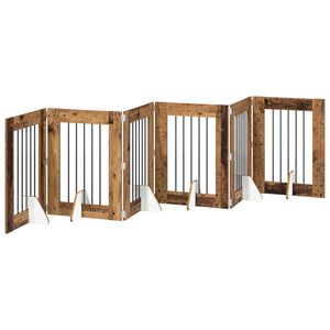 vidaXL Klappbares Hundetor mit St&auml;ndern 6 pcs Altholz 362 cm