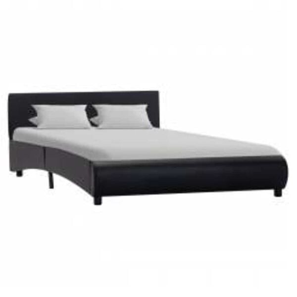 vidaXL Bettgestell mit LED Schwarz Kunstleder 140&times;200 cm