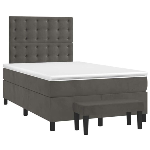vidaXL Boxspringbett mit Matratze Dunkelgrau 120x190 cm Samt