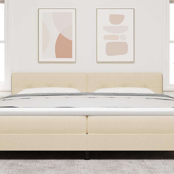 vidaXL LED Kopfteil mit LED-Lichtleisten Creme 200 cm Polyester