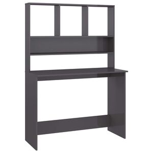 vidaXL Schreibtisch mit Regalen Hochglanz-Grau 110x45x157 cm