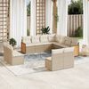 vidaXL 11-tlg. Garten-Sofagarnitur mit Kissen Beige Poly Rattan
