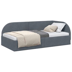 vidaXL Eckbettgestell mit Kopfteil Dunkelgrau 80 cm x 200 cm Samt