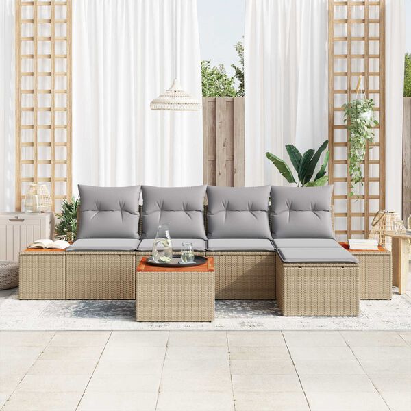 vidaXL Gartensofa-set mit Kissen 6 pcs Beige und Hellgrau Polyrattan