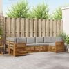 vidaXL Ecksofa Set 7 pcs Nat&uuml;rlich und Hellgrau Massivholz Akazie