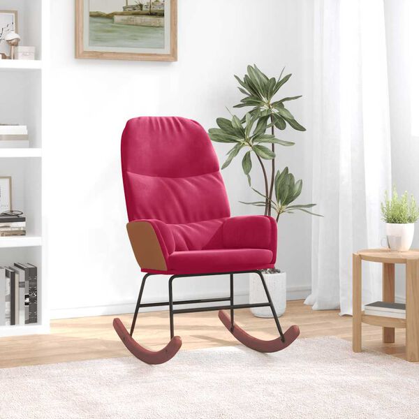 vidaXL Schaukelstuhl Weinrot Samt