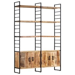 vidaXL B&uuml;cherregal 4 Ebenen 124x30x180 cm Raues Mangoholz