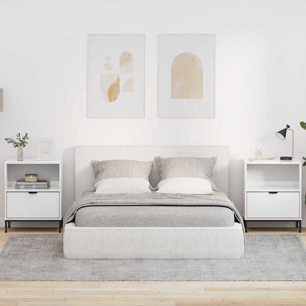 vidaXL Nachttisch 2 pcs Hochglanz-Wei&szlig; 49 x 36 x 61 cm Holzwerkstoff