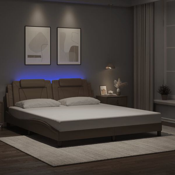 vidaXL Bettgestell "Viana" mit LED ohne Matratze Cappuccino-Braun 180x200 cm